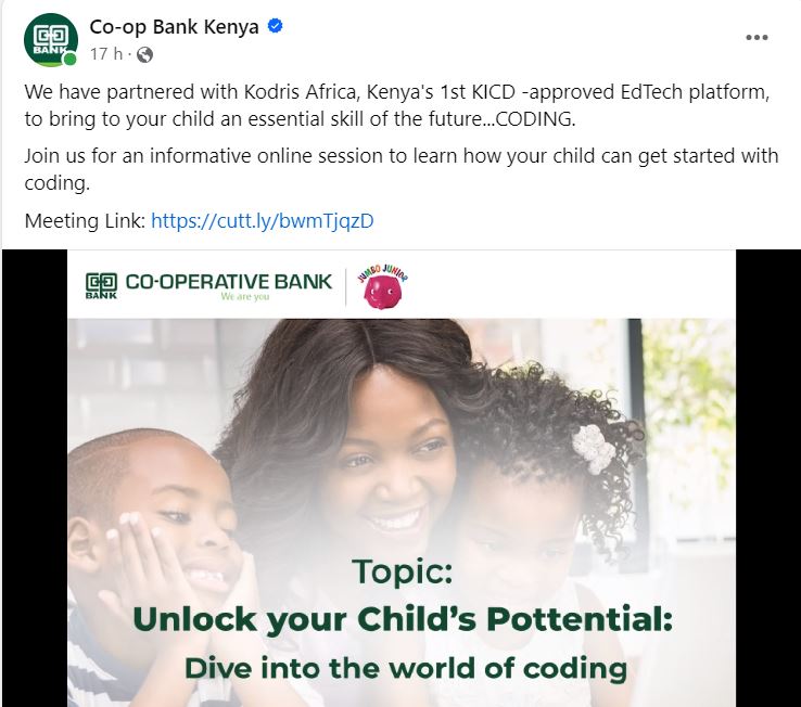 Co-op bank, Kodris partner to deepen coding skills In Kenya