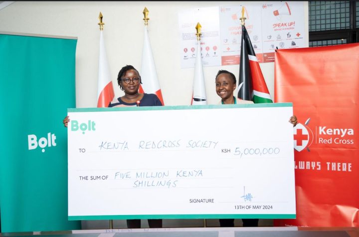 From Left, Susan Mwihaki, Deputy Secretary General, Kenya Red Cross Society with Linda Ndungu, Country Manager, Bolt during the partnership announcement of Bolt’s support for flood victims at the Kenya Red Cross offices.